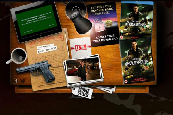 Jack Reacher Film Promotion - the landing page
